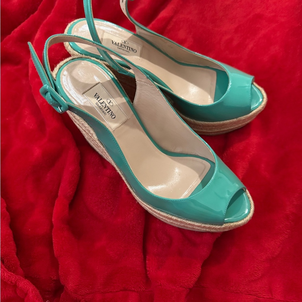 Valentino Women's Teal Espadrille Slingbacks